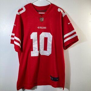 Mens NIke NFL 49ers On Field Jersey 10 Garoppolo Stitched Red‎ White L